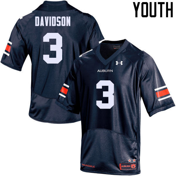 Auburn Tigers Youth Marlon Davidson #3 Navy Under Armour Stitched College NCAA Authentic Football Jersey BUY6374DN